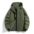 thumbnail image 4 of UVEASISHA Big and Tall Rain Jackets for Men Lightweight Softshell Jacket Zip Up Hooded Windbreaker Outdoor Waterproof Raincoat for Hiking Travel Fishing Fall Savings Army Green XXXL, 4 of 8