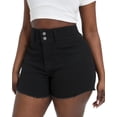 thumbnail image 3 of Gocolloa Women Plus Size Jean Shorts Stretchy 3.5" Sexy Trendy Patch Pocket High Waisted Denim Shorts Black 14W, 3 of 6