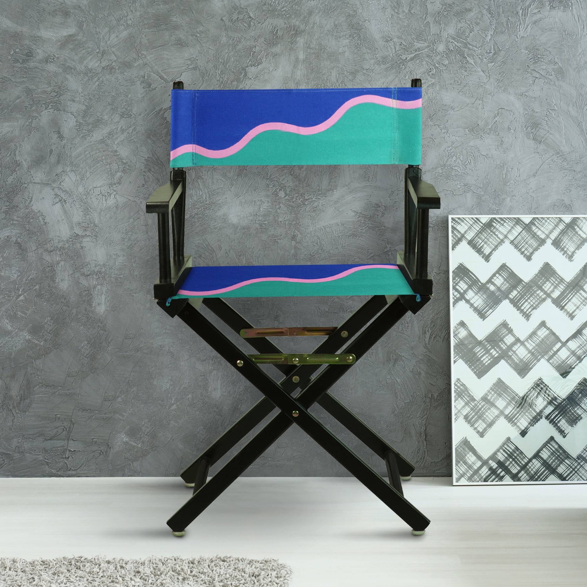18" Director's Chair Black Frame-Wavy Wave