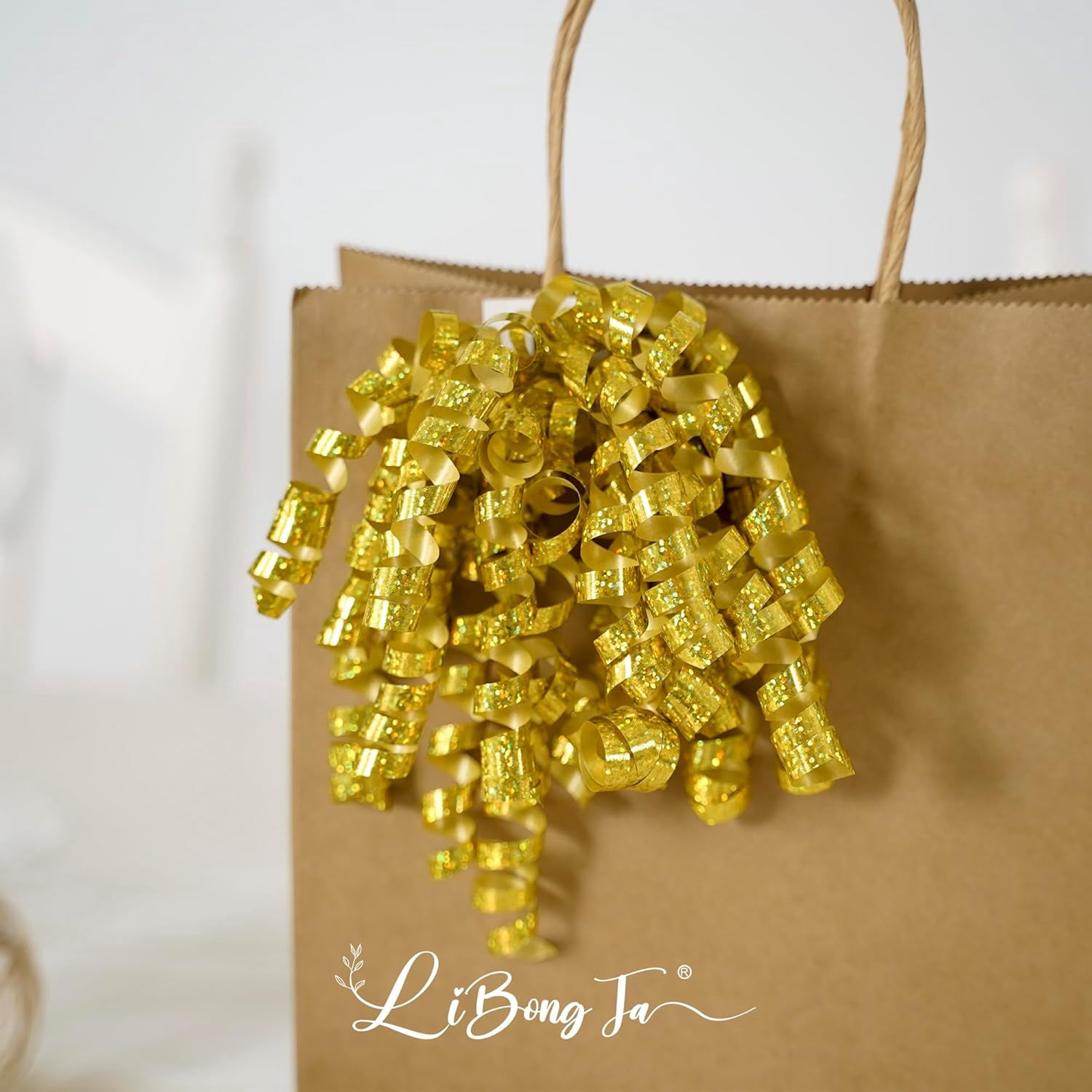 12 PCs Gold Bows for Gift Wrapping 5 Inch Self Adhesive Curly Ribbon Bow for Party Favor, Gift Wrap Accessory, Metallic Christmas Bows, Premade Bows for Presents, Wine Bottles, Baskets