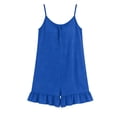 thumbnail image 3 of Yotami Womens Summer Loose Rompers, Casual Sleeveless Spaghetti Strap Shorts Jumpsuits Wide-Leg Ruffle Hem Clothes with Pockets, Blue L, 3 of 4
