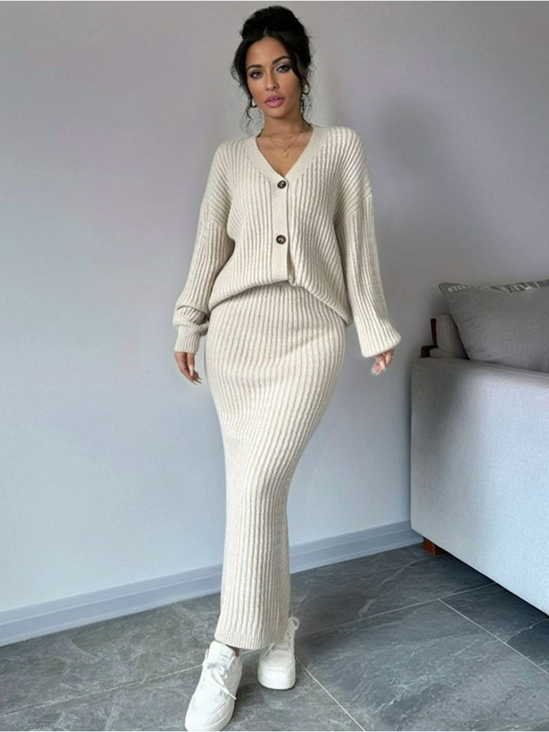 autumn knitted women set dress Fall Collection