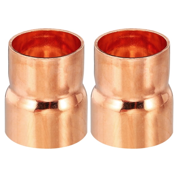 Unique Bargains 1 1/8" to 1" ID Copper Reducer, 2pcs Copper Reducing Coupling Pressure Fitting Pipe Tube Connector Adapter