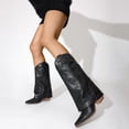 thumbnail image 3 of RONILURN Women's Studded Foldover Western Cowboy Boots | Square Toe Chunky Heel Knee High Boots for Concert Festival Night Out, 3 of 10