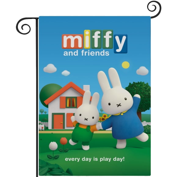 MIFFY -bandera de jardín temática. Regalo perfecto para fans, amigos y familiares, ideal para actividades al aire libre y decoración de fiestas.28CM*45CM