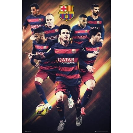 FC Barcelona Players 15 16 Soccer Football Sports Poster 24x36
