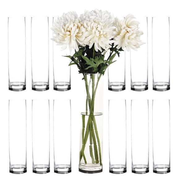 Craft and Party- Clear Cylinder 20"H x 4" D Flower Glass Vases Set of 6 Pcs