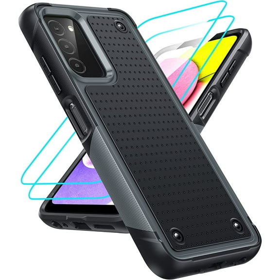 LeYi For Samsung Galaxy A03s Phone Cases With Built in Screen Protector x2 Full-Body Shockproof,Gray