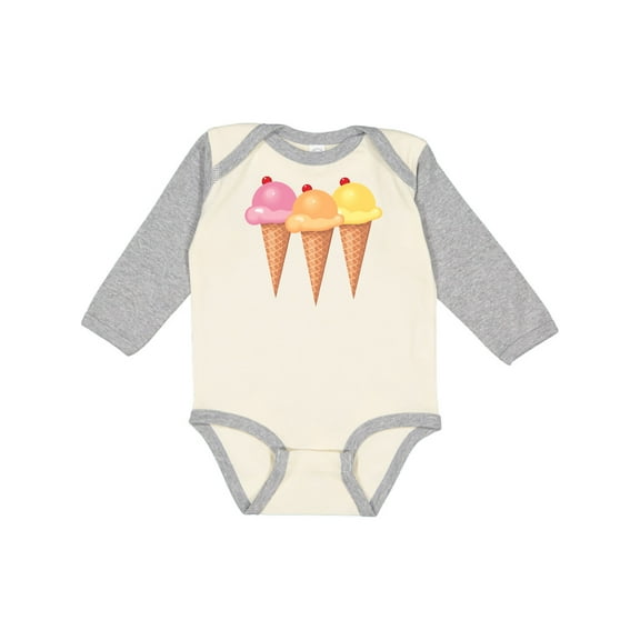 Inktastic 3 Scoops of Ice Cream Girls Long Sleeve Baby Bodysuit