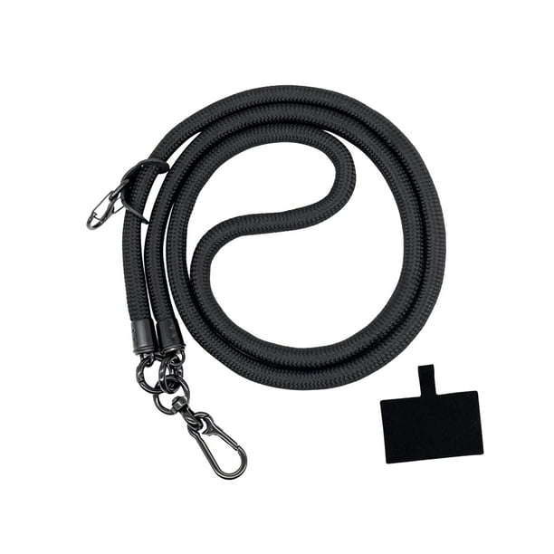 Correa de cordón para teléfono de 10 mm de diámetro, cuerda trenzada, liberación rápida, resistente Negro