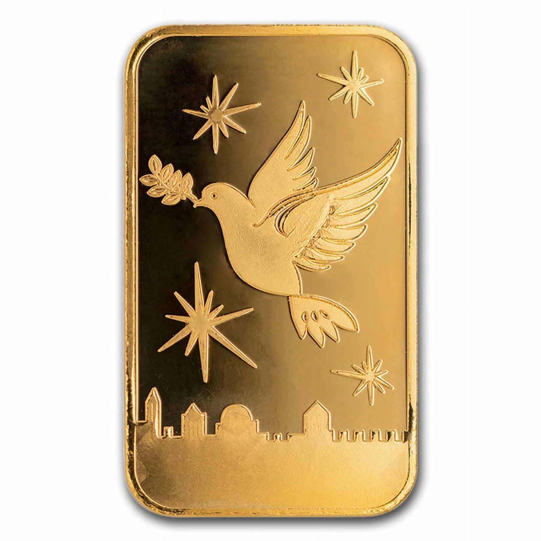 1 oz Gold Bar - Holy Land Mint Dove of Peace (In Assay)