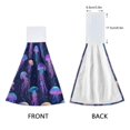 thumbnail image 3 of Yayeee Kitchen Hanging Hand Towels Set of 2 with Loop Bathroom Absorbent Tie Towel, Dark Blue Jellyfish Pattern, 3 of 7