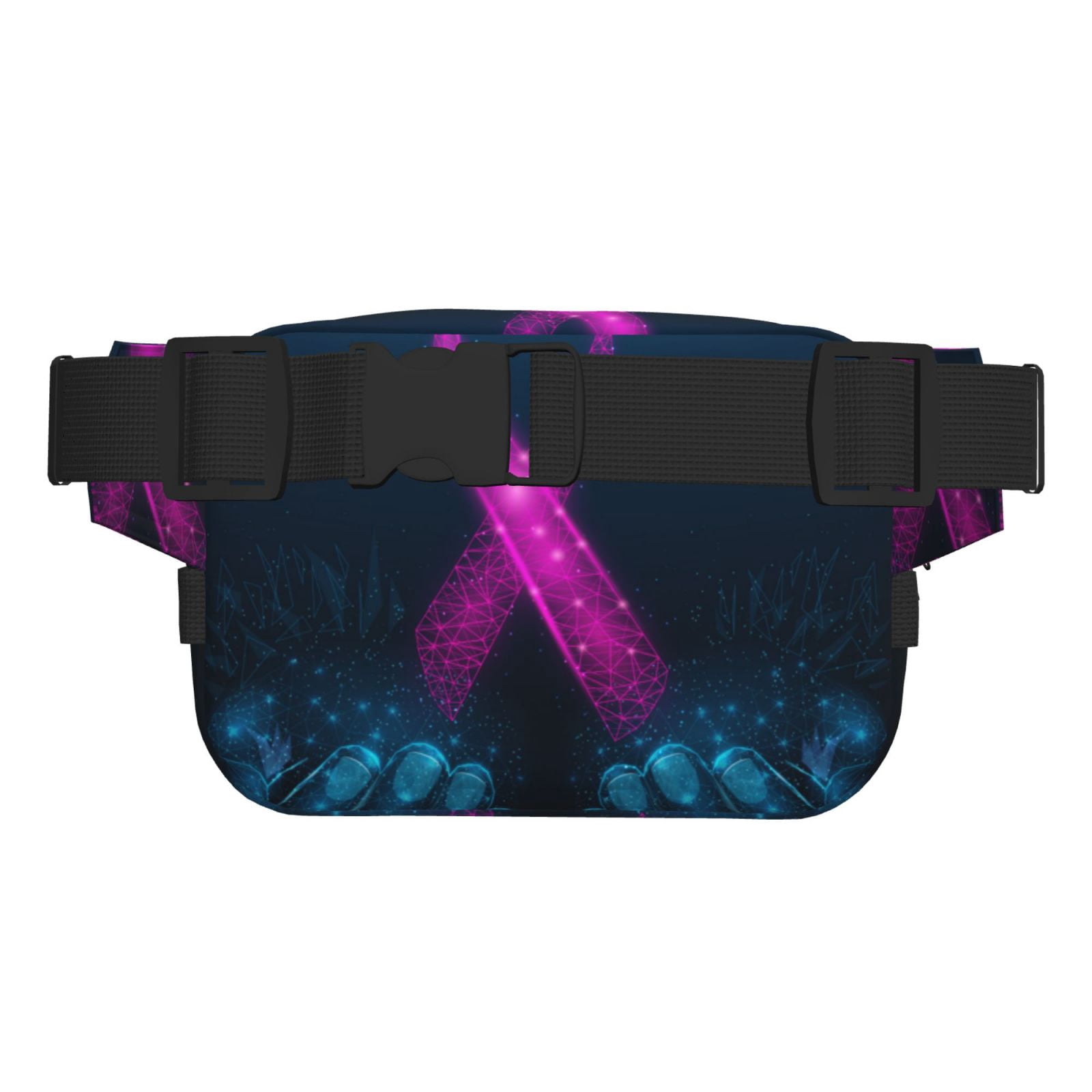 Picia Two Human Hands are Holds Ribbon Awareness Print Square Double-Layer Waist Bag Mini Adjustable Waist Belt Bag Exercise Running Travel Hiking