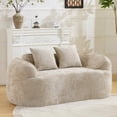 thumbnail image 3 of Timbernest 66" Chenille Curved Sofa, Boneless 2 Seater Cloud Sofa for Small Spaces, Light Khaki, 3 of 12