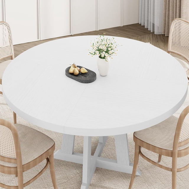 Eastvita 47-Inch Round Wooden Dining Table for 4-6 People Sturdy Legs for Dining Room/Kitchen