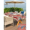thumbnail image 5 of Outdoor Tablecloth with Umbrella Hole for Patio/Picnic/Party/Camping, 4th of July Waterproof Table Cloth Rectangle Table Cover Washable, Daisy Botanical Leaves Red Striped Independence (60"x 102"), 5 of 8