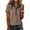 Brown, variant on Contrast Trim Waffle Tops for Women Collared Half Button Placket Short Sleeve Shirts Relaxed Dressy Casual Solid Color Blouses M