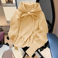 thumbnail image 6 of Qulqfy Hoodies for Women Fleece Winter Fall Hooded Soft Khaki Casual Ruffle Bow Pullover Long Sleeve Sweatshirt 2XL, 6 of 6