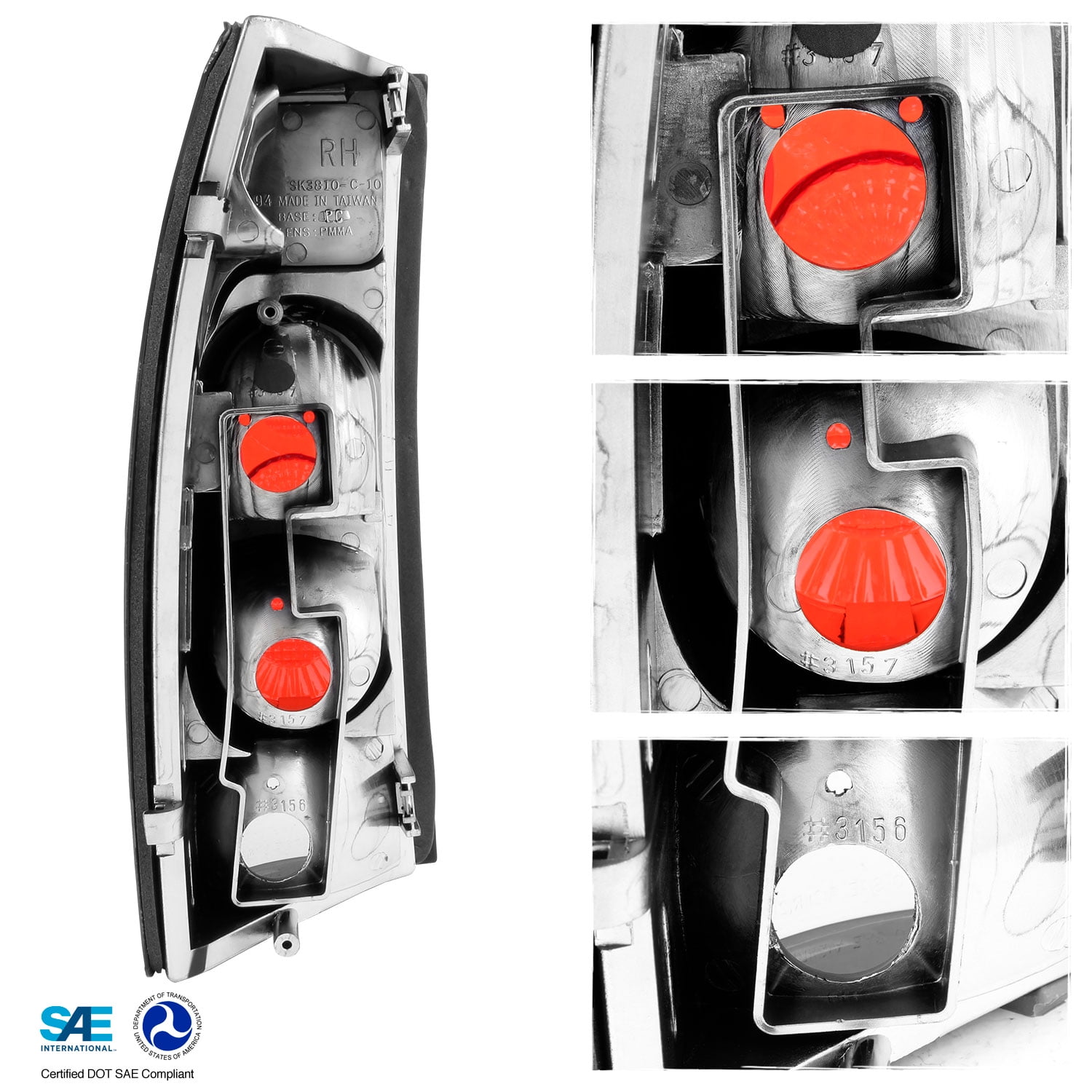 AKKON - For C/K 10 Sierra Jimmy Blazer Suburban Yukon Tahoe Escalade Denali Black Smoked Tail Light Signal Brake Lamps