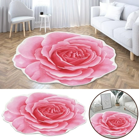 

Rovga Rugs Heat Transfer 3D Shaped Flower Floor Mat Sofa Bedroom Living Room Carpet