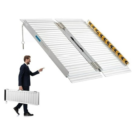 Portable 2 FT Wheelchair Ramp for Home & Vehicles, Aluminum with Anti-Slip Surface, Width 28.3“, Supports 600 lbs, Indoor/Outdoor Use, Foldable