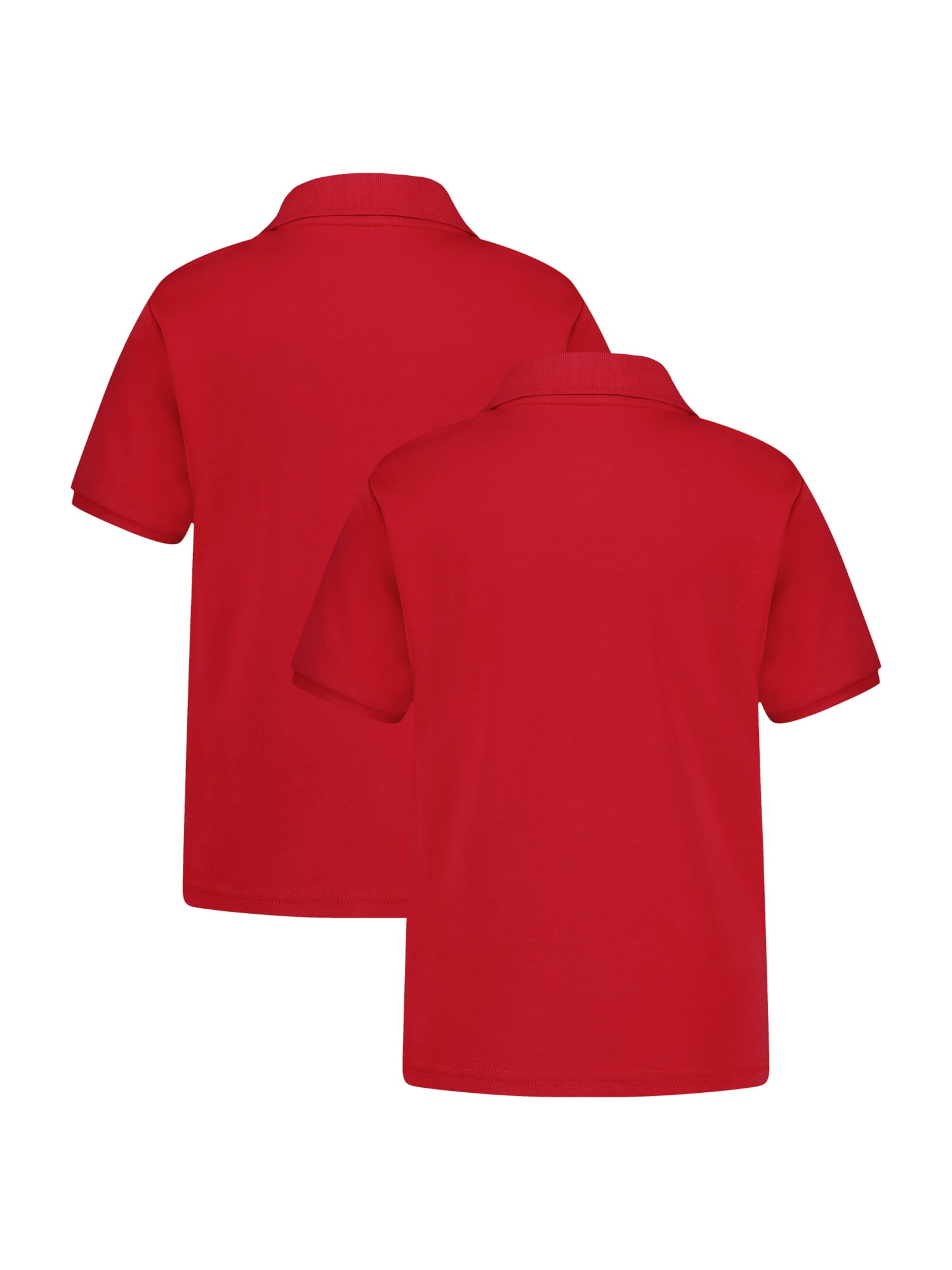 Wonder Nation Girls School Uniform Interlock Short Sleeve Polo Shirt, 2-Pack, Sizes 4-18 & 10-16 Plus