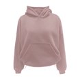 thumbnail image 4 of Womens Hoodies Solid Long Sleeve Pullover Sweatshirt Tops Casual Waist Cinching Cropped Outfits Fall Winter Apparel, 4 of 5