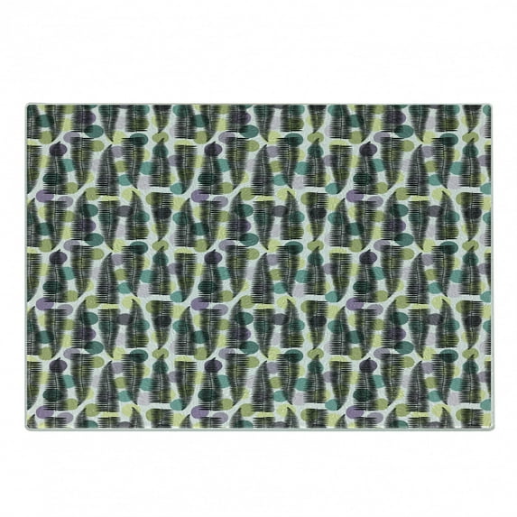Leaves Cutting Board, Ornate Polka Dotted Pattern with Monochrome Tropical Spring Foliage Illustration, Decorative Tempered Glass Cutting and Serving Board, Small Size, Multicolor, by Ambesonne