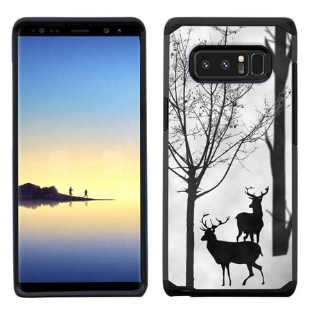 Black Forest Deer - Dual Layer case for Samsung Galaxy Note 8, OneToughShield ® Shock Abosrbing Hybrid Bumper Case (Black) - Forest Deer