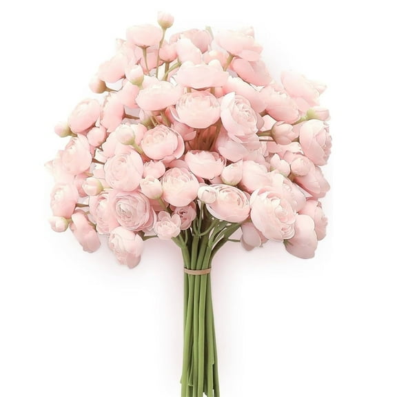 DIY Cream Peonies Bouquets,18Pcs Bulk Fake Vase Filler Flowers,Artificial Ranunculus Flowers,Faux Silk Ranunculus,for Home Decor,Wedding,Table Centerpieces and Bridal Shower (Pink)