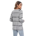thumbnail image 4 of Aosijia Casual Long Sleeve Striped T-Shirts for Women Plus Size Tunic Loose Pullover Shirts Tops V Neck Ladies Spring Fall Winter Thin Basic Tee Tops Gray XL, 4 of 8