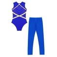 thumbnail image 6 of inlzdz Sleeveless Shiny Rhinesstone Gymnastics Letoard for Girls Ballet Dance Bodysuit with Leggings Blue 16, 6 of 7