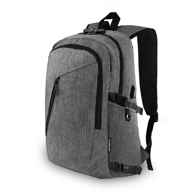 Mochila Antirrobo Ejecutiva Redlemon con Candado Puerto USB para Power Bank y Múltiples Compartimentos