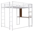 thumbnail image 5 of imerelez Full Size Metal Loft Bed with 2 Shelves and one Desk ,White, 5 of 9