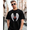 thumbnail image 1 of Camisetas de manga corta con corazón de alas de ángel para hombre, camisetas de cuello redondo, 1 of 8