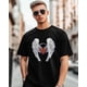 thumbnail image 1 of Camisetas de manga corta con corazón de alas de ángel para hombre, camisetas de cuello redondo, 1 of 8