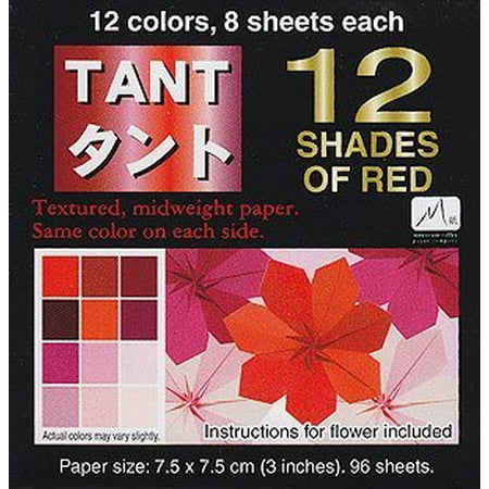 Japanese Tant Origami Paper 12 Shades Of Red 3 Inch Square By Mountain Valley