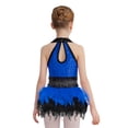 thumbnail image 2 of TSSOE Kids Girls Sequin Jazz Dance Outfit Sparkle Ballet Gymnastics Leotard Feather Skirt Dress Performance Dancewear Royal Blue 14, 2 of 4