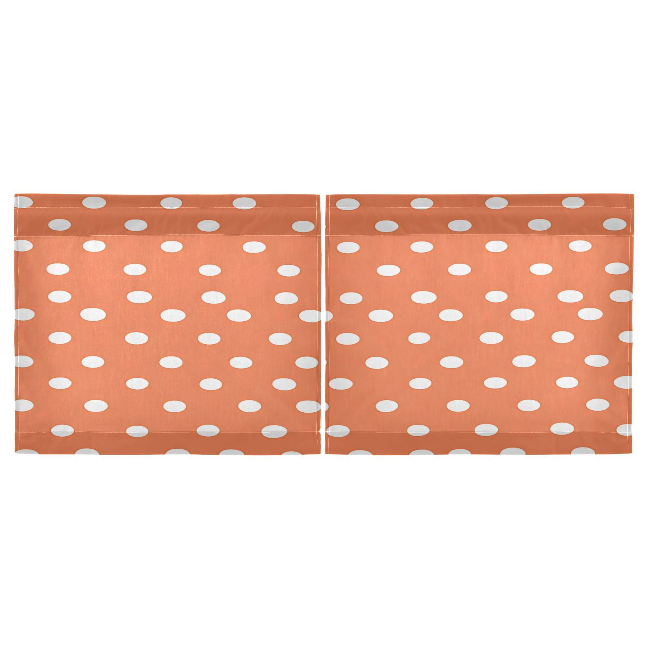 White Polka Dots 27"x36" Linen Look Cafe Curtain Set with Privacy and UV Protection