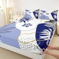 thumbnail image 3 of Homewish Teens Blue Flower Leaves 4-Piece Full Size Sheets,Vintage Aesthetic Bed Sheets,Minimalist Mid Century Lightweight Sheet Sets,Microfiber Bedroom Decor, 3 of 7