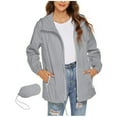 thumbnail image 6 of XFLWAM Packable Rain Jacket Women Lightweight Waterproof Raincoat with Hood Pockets Outdoor Hiking Travel Windbreaker Gray S, 6 of 7