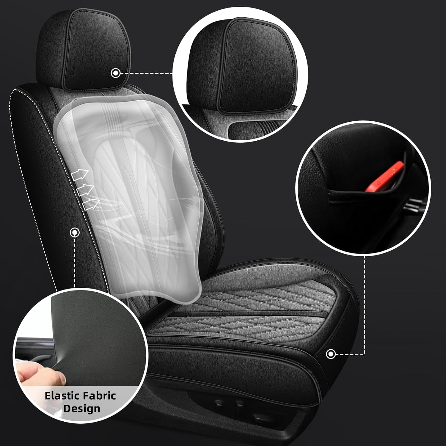 DIKSOAKR Car Seat Covers Full Set Fit for Dodge RAM 2002-2026 1500 2500 3500 Truck Pickup Crew Quad Cab with Curved Bench