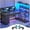 Black, variant on 47" L Shaped Desk with 5 Drawers & Hutch, Reversible Gaming Desk with LED Lights & Outlets, Computer Desk with Open Shelves & Storage Bag for CPU, Books etc for Home Office, Space Saving, Black
