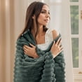 thumbnail image 3 of U by Bedsure Mallard Green Fleece Queen Blanket for Couch - Super Soft Cozy Blankets for Women, Girls, 90x90 inches, 3 of 7