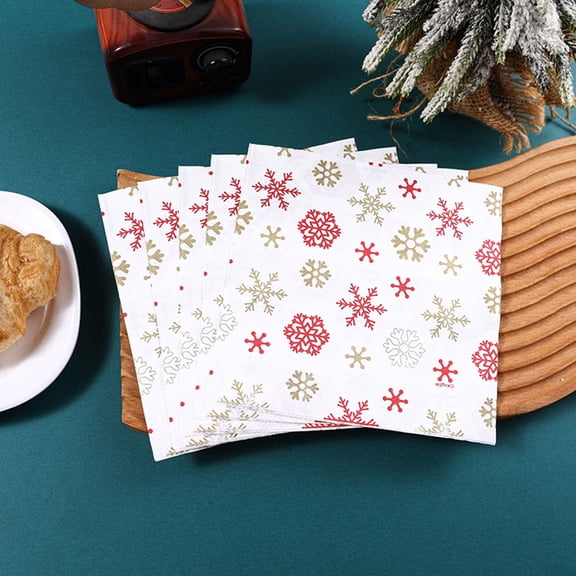 Holiday Saving GFHFHITJ Christmas Napkins Red and Green Snowflake Christmas Print Table Napkins and Decorative Paper Towels for Holiday Parties and Events 20Pcs