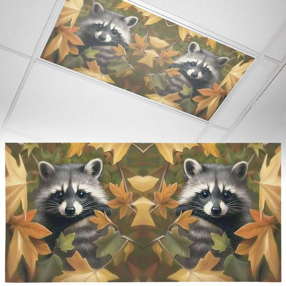 1 Piece Magnetic Fluorescent Light Covers, 2x4 Ft, Cute Gray Big Eyed Raccoon Magnetic Light Covers for Ceiling Lights Classroom Office Home Decor