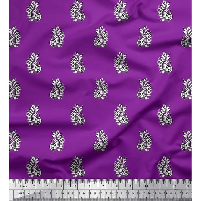 Soimoi Georgette Viscose Fabric Paisley Block Decor Fabric Printed Yard 42 Inch Wide