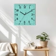 thumbnail image 3 of Turquoise Wooden Wall Clock Silent Non Ticking, Farmhouse Burlap Solid Teal Color Modern Linen Texture Square Wall Clocks Battery Operated, Decor Clock for Home Office, Living Room, Kitchen, 10 Inch, 3 of 9