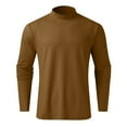 thumbnail image 4 of YOTMKGDO Mens T-Shirts, Long Sleeve Shirt, Male Autumn and Winter Solid Color T Shirt Top Turtleneck Long Sleeve Top Blouse, Brown, XL, 4 of 5