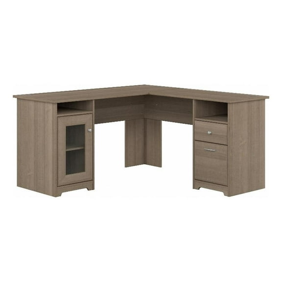 Bowery Hill Traditional 60W L Shaped Computer Desk in Ash Gray